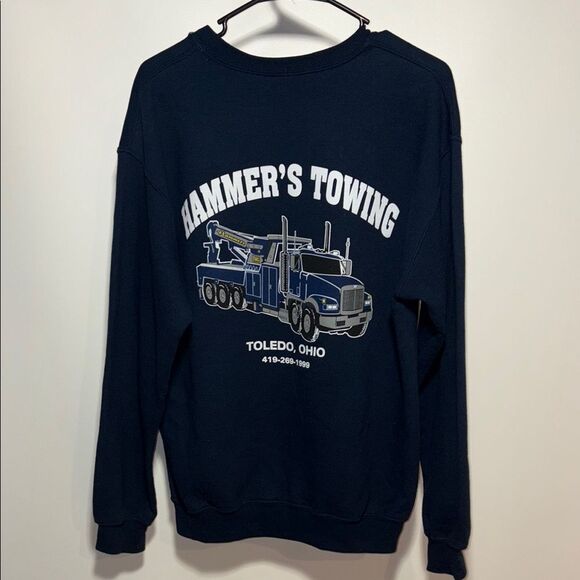 Gildan Blue Crewneck Sweater Classic Cotton Blend - Picture 7 of 9